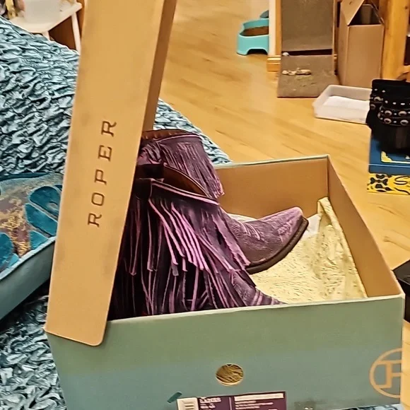 ROPER FRINGE BOOT- PURPLE 7.5 NEW - Picture 4 of 16